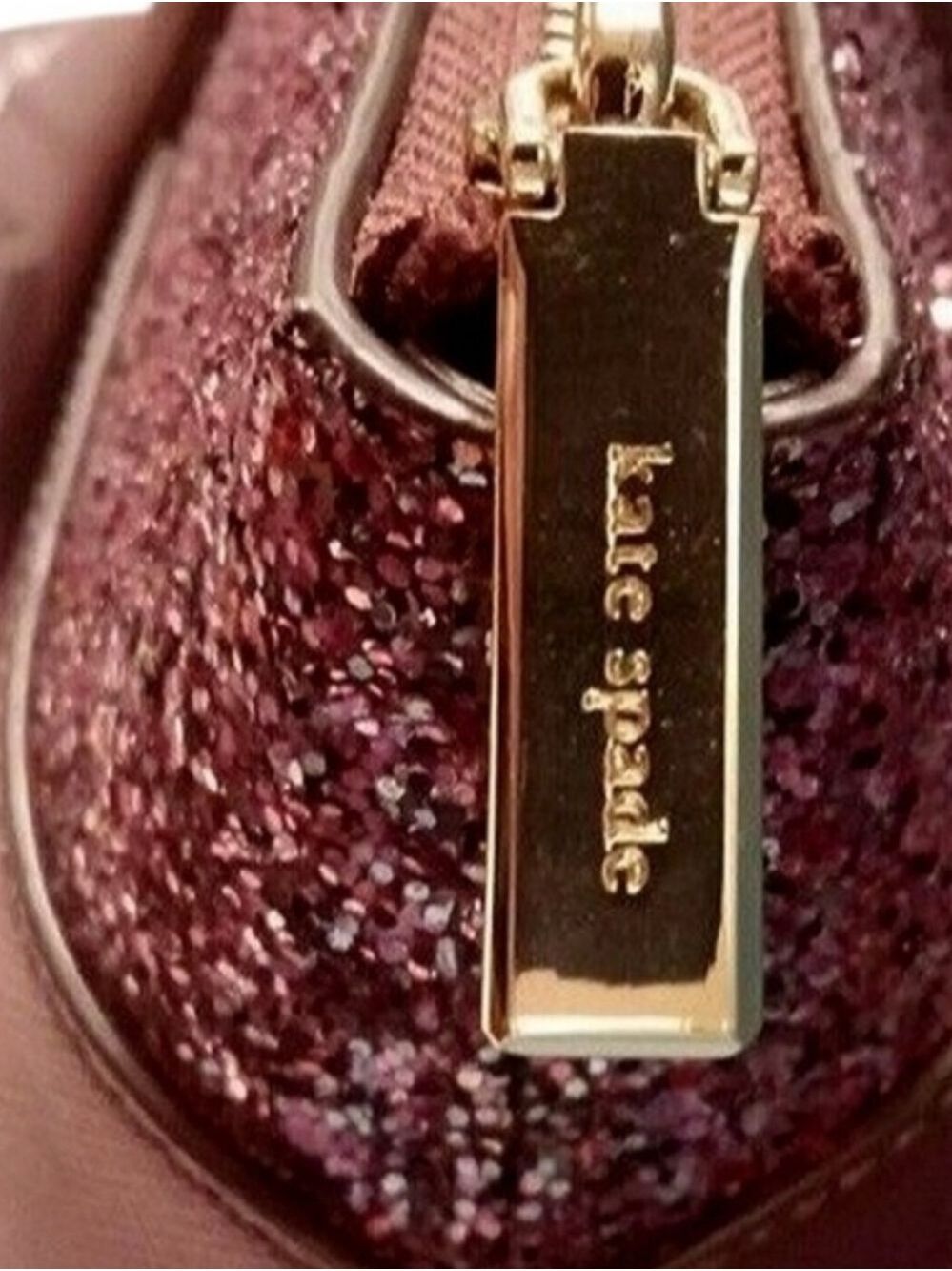 Kate Spade NWT Glitter Trim Tote – Burgundy / Wine - Picture 4 of 6
